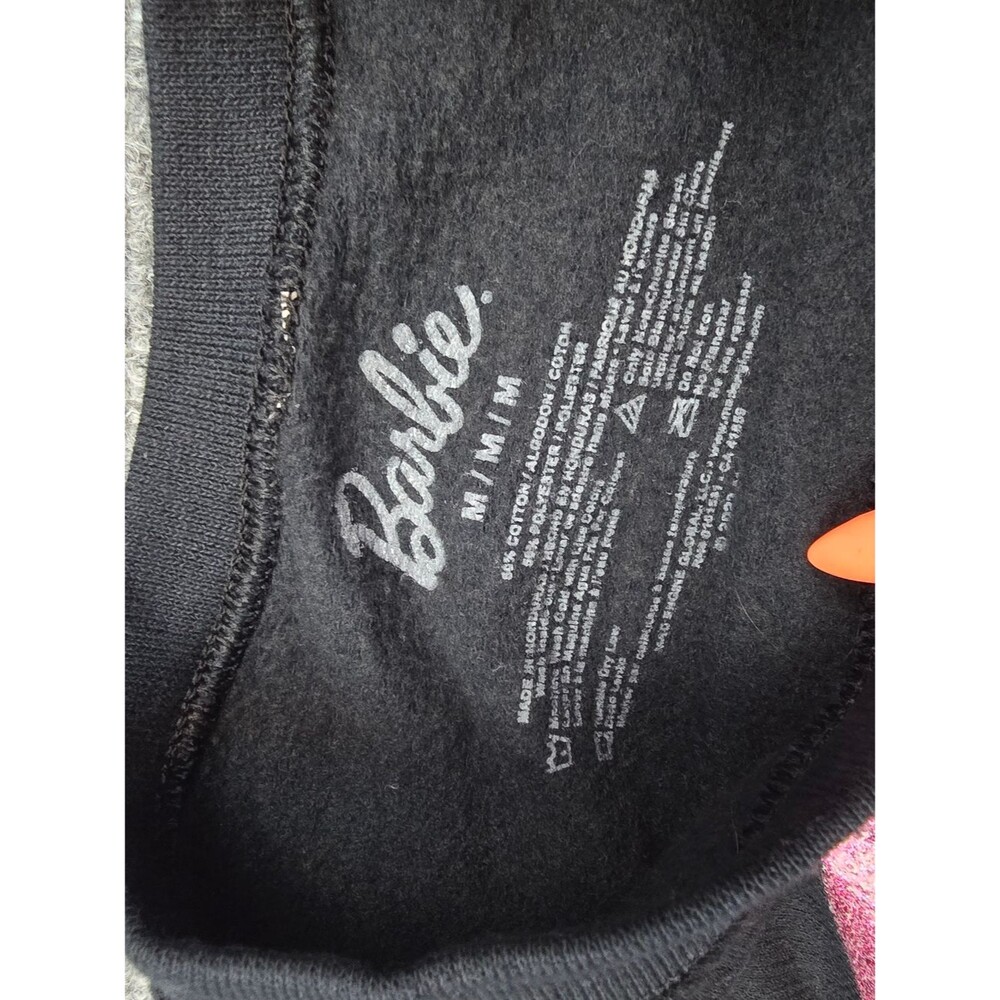 Barbie Sweatshirt Womens M Black Pink Heart Logo Crewneck Graphic Pullover - Picture 2 of 7